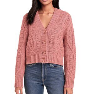 Anthropologie Self Contrast NWT Small Cable Knit Cropped Sweater Blush Pink